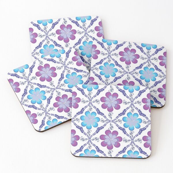 Item preview, Vintage mexican tile seamless pattern. Blue and purple floral geometric vector background. designed and sold by AjjimaJKM.
