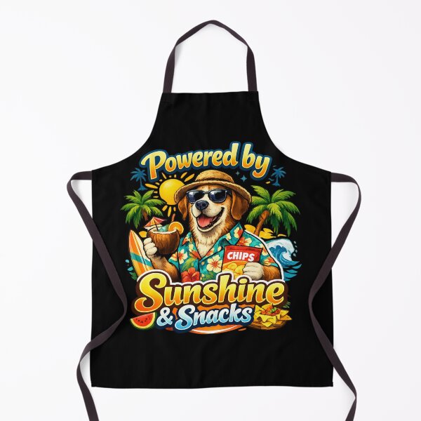 Item preview, Powered by Sunshine & Snacks Funny Summer Dog in Hawaiian Shirt Beach Vacation Design designed and sold by Ladys-Gents.