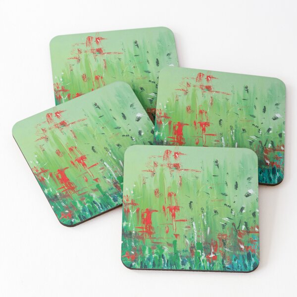 Item preview, Spring Meadow – Abstract Wild Grass Field with Red Wildflowers designed and sold by Ingorgia Studio.