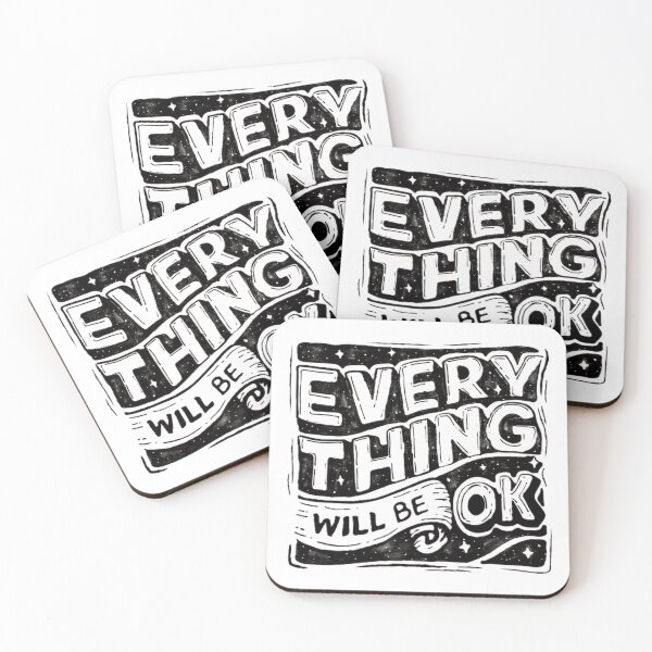 Item preview, Everything Will Be OK Typography Quote designed and sold by ArhaanFashions.