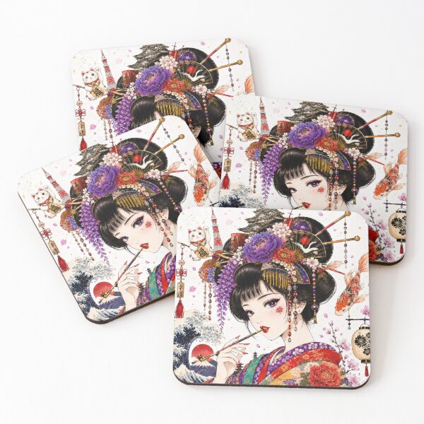 Item preview, Japanese Geisha Floral Art – Anime Kimono Girl, Sakura, Koi Fish & Traditional Japan Aesthetic designed and sold by mehdiib.