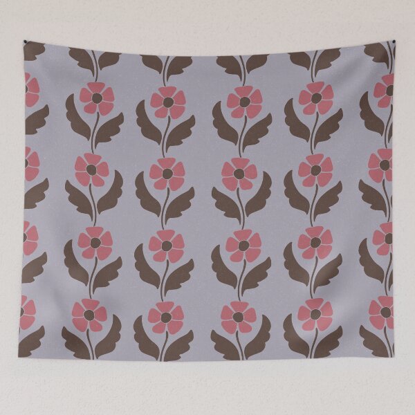 Item preview, Large Lavender Retro Floral Scandinavian Folk Botanical Repeat Pattern designed and sold by DColourMuse.