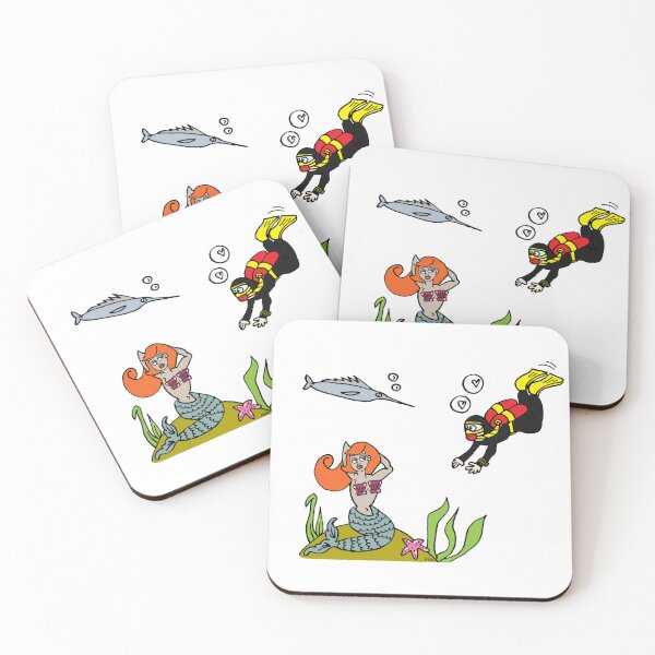 Item preview, Funny Mermaid and Scuba Diver Love | Cute Plenty Of Fish In The Sea Sticker designed and sold by MyxaART.