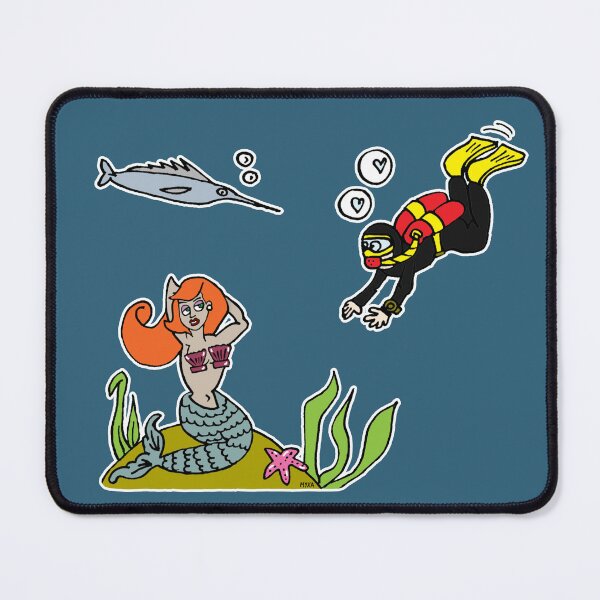 Item preview, Funny Mermaid and Scuba Diver Love | Cute Plenty Of Fish In The Sea Sticker designed and sold by MyxaART.