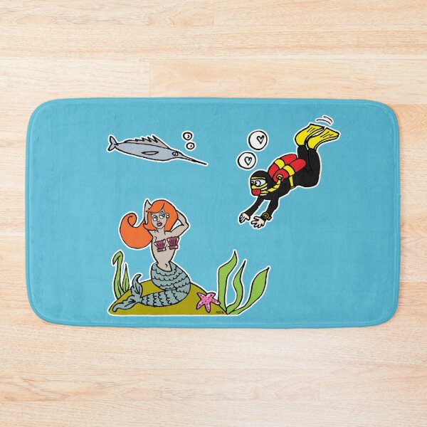 Item preview, Funny Mermaid and Scuba Diver Love | Cute Plenty Of Fish In The Sea Sticker designed and sold by MyxaART.