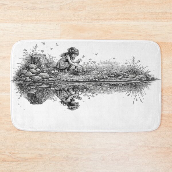 Item preview, Mirror Reflection Little Girl Picking Flowers designed and sold by Brejko.