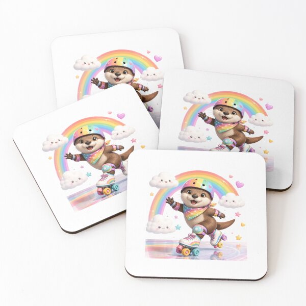 Item preview, Rainbow roller fun with happy otter designed and sold by QuirkNest Studio .