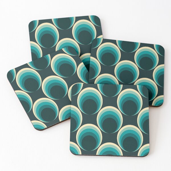 Item preview, Retro Peacock Feather Circles in dark green  2C designed and sold by StefanStudioArt.
