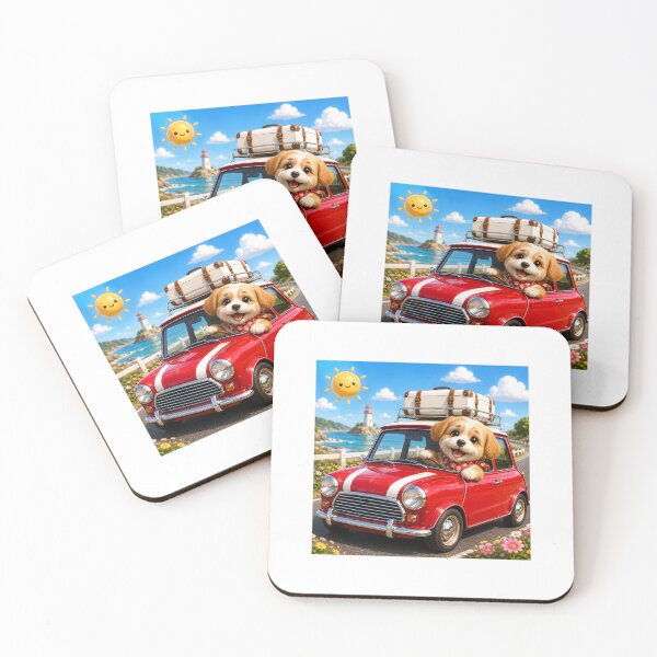 Item preview, Little puppy road trip in classic car designed and sold by QuirkNest Studio .