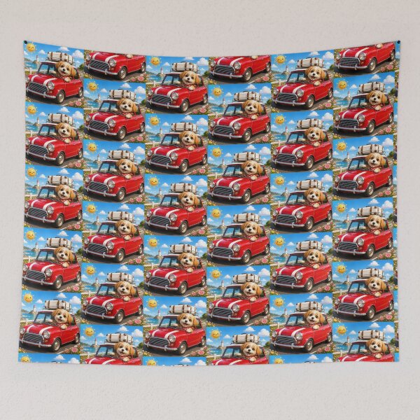 Item preview, Little puppy road trip in classic car designed and sold by QuirkNest Studio .