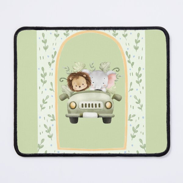 Item preview, Cute Lion and Elephant in Leafy Green Frame designed and sold by TeeGeeTees.
