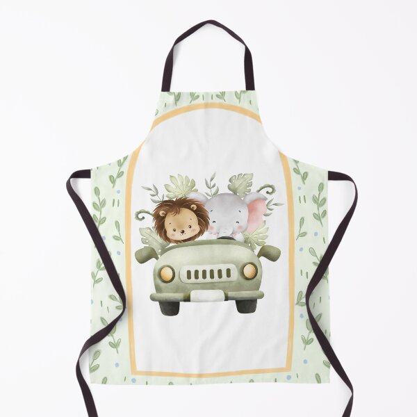 Item preview, Cute Lion and Elephant in Leafy Green Frame designed and sold by TeeGeeTees.