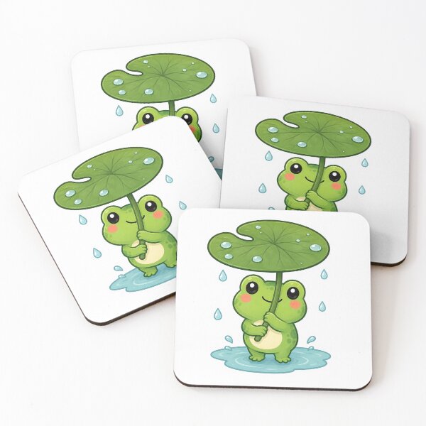 Item preview, Cute Frog Holding Lily Pad Umbrella Sticker designed and sold by PawsGiggles.