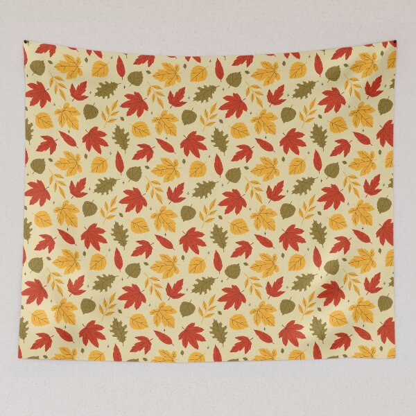 Item preview, pattern with various autumn leaves designed and sold by burbura.