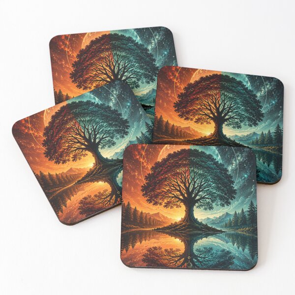 Item preview, Celestial Tree Reflection Cosmic Fantasy Landscape designed and sold by Moizento.