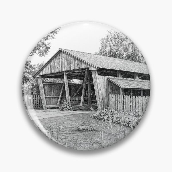 Item preview, Graphene sketch of Shelburne Farm Museum Covered Bridge designed and sold by gotucoveredart.
