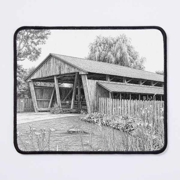 Item preview, Graphene sketch of Shelburne Farm Museum Covered Bridge designed and sold by gotucoveredart.