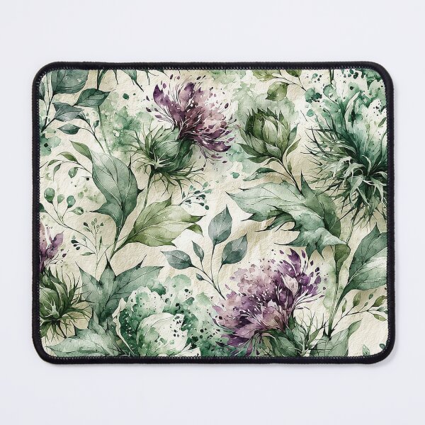 Item preview, Scottish Highlands Purple Thistle Watercolor Botanical Pattern designed and sold by Nine Lives Studio.