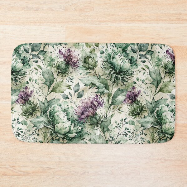 Item preview, Scottish Highlands Purple Thistle Watercolor Botanical Pattern designed and sold by Nine Lives Studio.