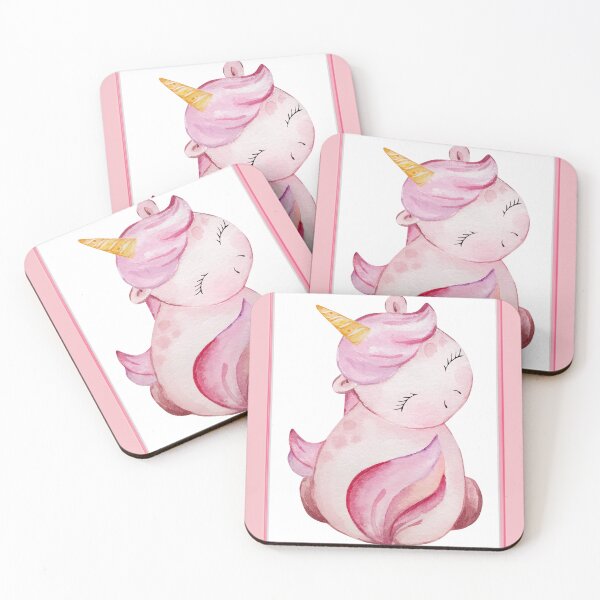Item preview, Cute Sitting Unicorn in Pink Frame designed and sold by TeeGeeTees.