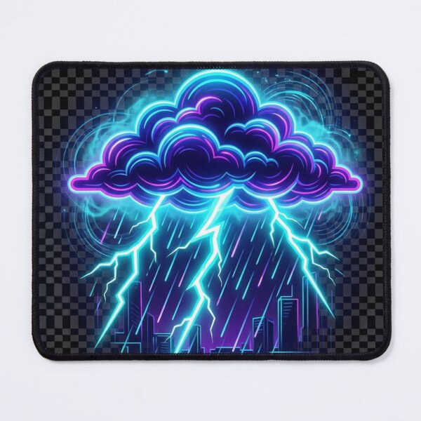 Item preview, Neon Storm Cloud Lightning City Skyline Art designed and sold by alalame.