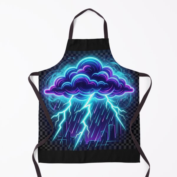 Item preview, Neon Storm Cloud Lightning City Skyline Art designed and sold by alalame.