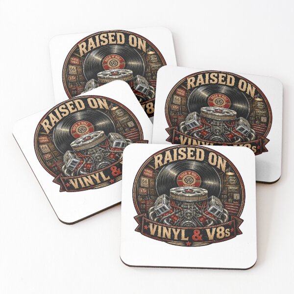 Item preview, Raised On Vinyl And V8s Vintage Classic Muscle Car Garage Shirt designed and sold by Masloshop.