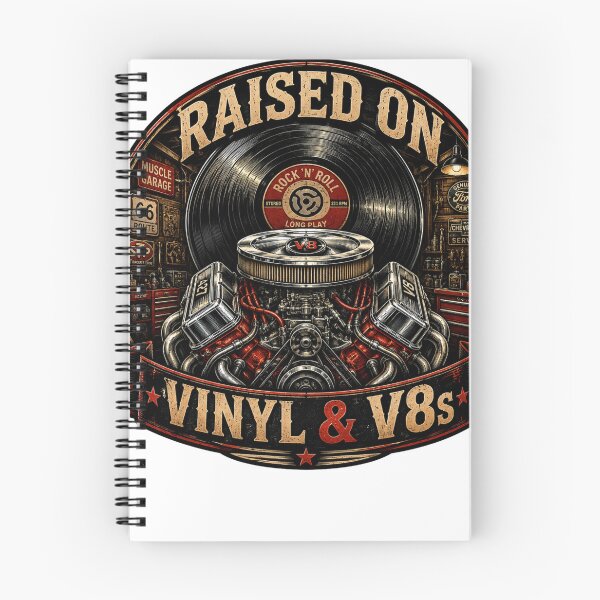 Item preview, Raised On Vinyl And V8s Vintage Classic Muscle Car Garage Shirt designed and sold by Masloshop.