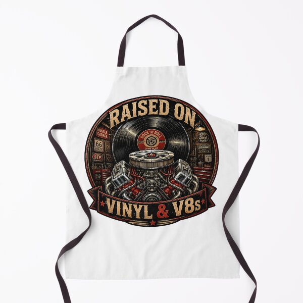 Item preview, Raised On Vinyl And V8s Vintage Classic Muscle Car Garage Shirt designed and sold by Masloshop.