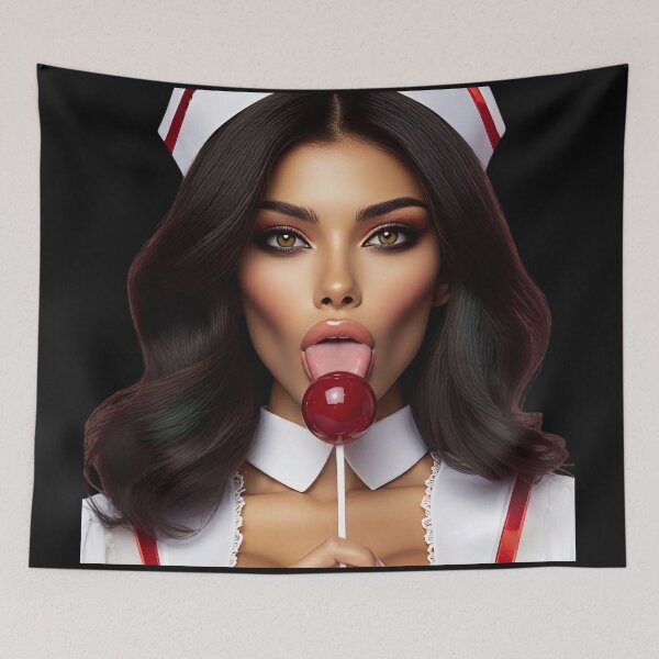 Item preview, Brunette Nurse Licking Lollipop designed and sold by Voodoo Store Paranormal Collections.