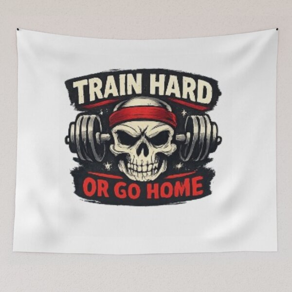 Item preview, Train Hard or Go Home – Skull Gym Workout Fitness Motivation Vintage Design designed and sold by ser-Ile.