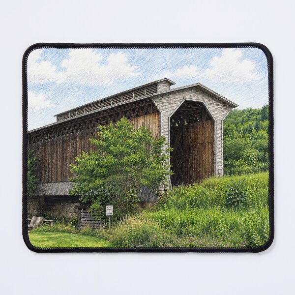 Item preview, Fisher Rail Road Covered Bridge in July designed and sold by gotucoveredart.
