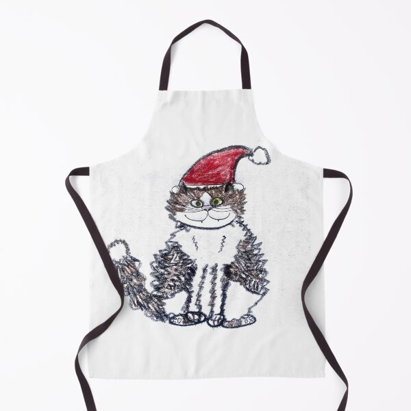 Item preview, Funny Christmas Cat in Santa Hat Whimsical Crayon Art designed and sold by MagicYana.