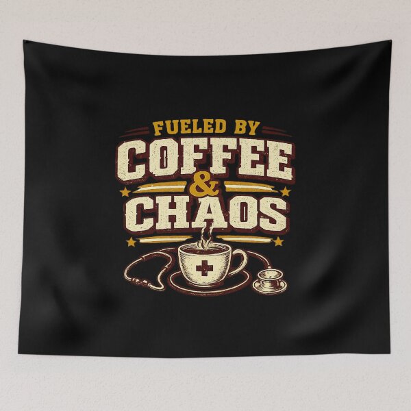 Item preview, Funny Nurse Shirt Fueled by Coffee and Chaos Night Shift Nurse Gift Women RN Nursing  designed and sold by EvergreenThread.