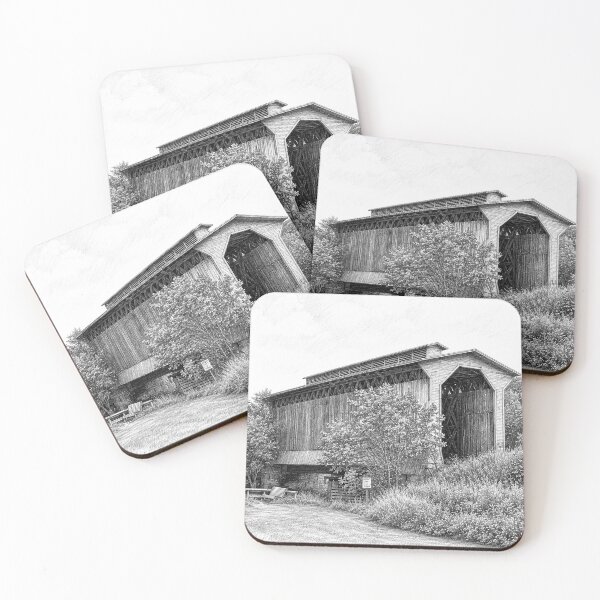 Item preview, Graphene sketch of Fisher Rail Road Covered Bridge designed and sold by gotucoveredart.