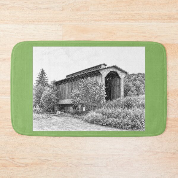 Item preview, Graphene sketch of Fisher Rail Road Covered Bridge designed and sold by gotucoveredart.