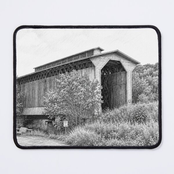 Item preview, Graphene sketch of Fisher Rail Road Covered Bridge designed and sold by gotucoveredart.
