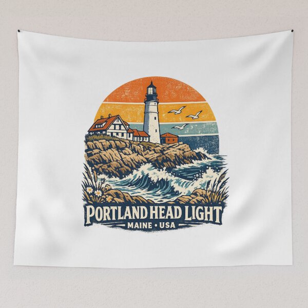 Item preview, Portland Head Light Maine Vintage Lighthouse Shirt | Retro Coastal Travel Souvenir Design designed and sold by Globalcitytees.