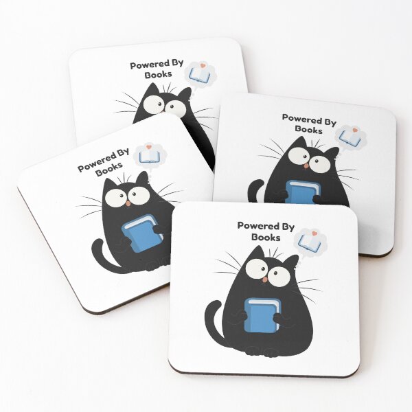 Item preview, Black Cat Powered by Books – Funny Bookworm Cat Gift designed and sold by Moodprint5.
