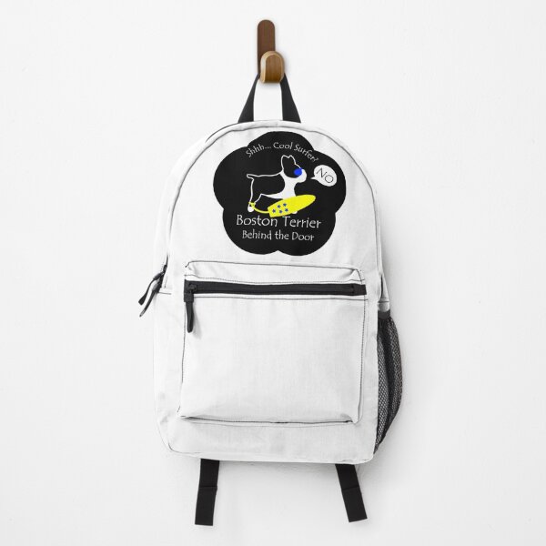 Item preview, Funny Boston Terrier Cool Surfer Behind the Door Black Base designed and sold by Na7nasColorShop.