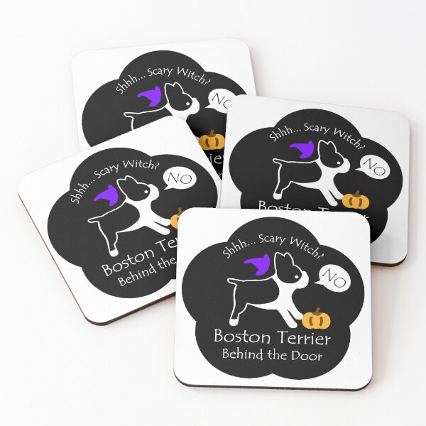 Item preview, Funny Boston Terrier Scary Witch Behind the Door Black Base designed and sold by Na7nasColorShop.