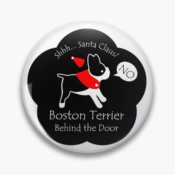 Item preview, Funny Boston Terrier Santa Claus Behind the Door Black Base designed and sold by Na7nasColorShop.