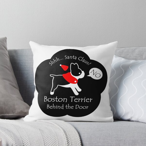 Item preview, Funny Boston Terrier Santa Claus Behind the Door Black Base designed and sold by Na7nasColorShop.
