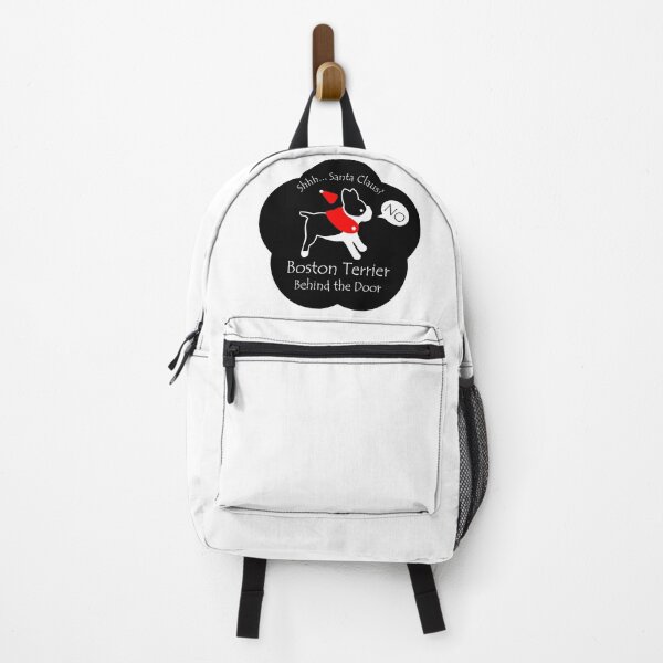 Item preview, Funny Boston Terrier Santa Claus Behind the Door Black Base designed and sold by Na7nasColorShop.