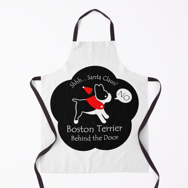 Item preview, Funny Boston Terrier Santa Claus Behind the Door Black Base designed and sold by Na7nasColorShop.