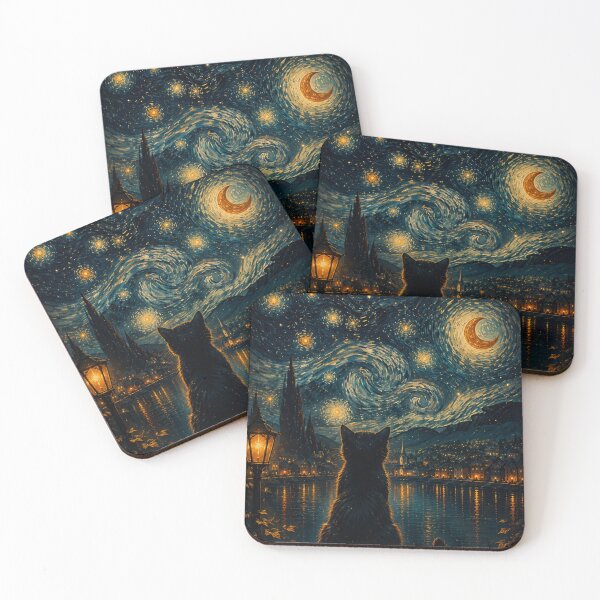 Item preview, Mystical Black Cat Starlit Night Fantasy designed and sold by Moizento.