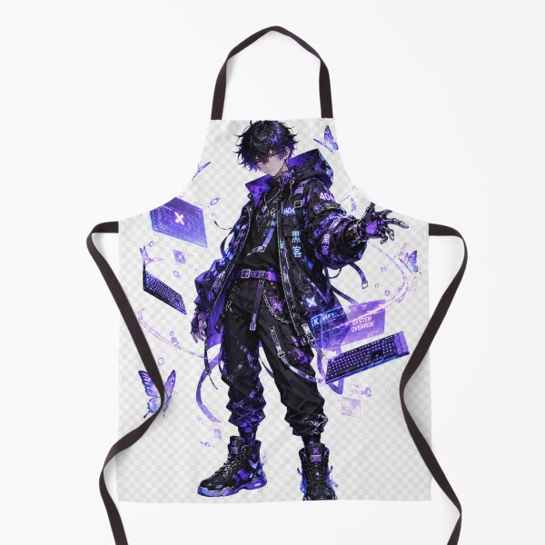 Item preview, Cyber Hacker Boy Neon Purple Anime Tech Aesthetic designed and sold by Sticleg.