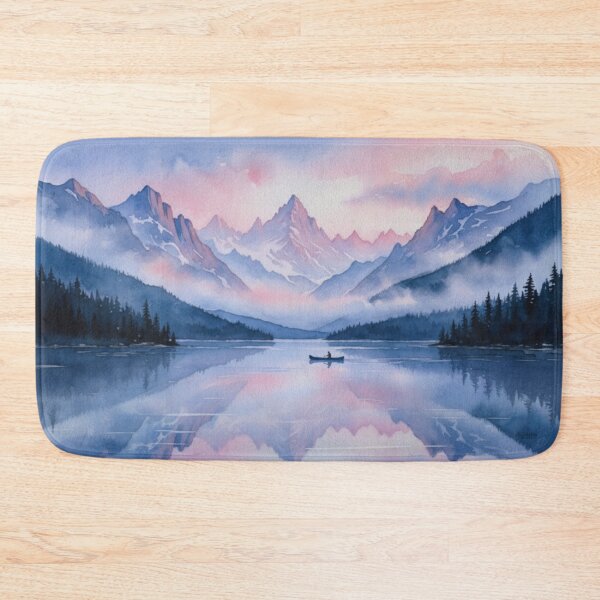 Item preview, Blue Watercolour landscape with canoe designed and sold by  RIVER FLORA .