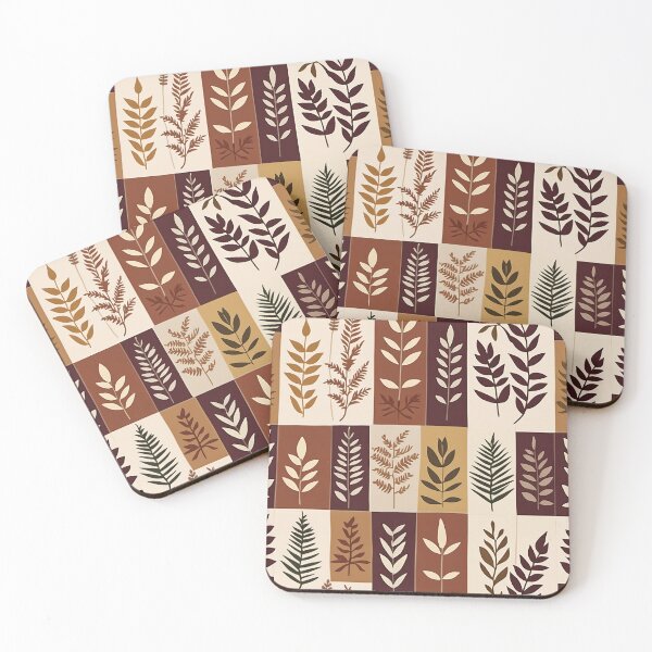 Item preview, Botanical Leaf Grid — Autumn Fern & Foliage Silhouette Pattern designed and sold by Lily-and-Lyle.