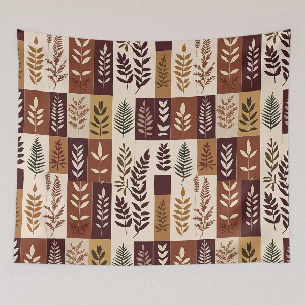 Item preview, Botanical Leaf Grid — Autumn Fern & Foliage Silhouette Pattern designed and sold by Lily-and-Lyle.